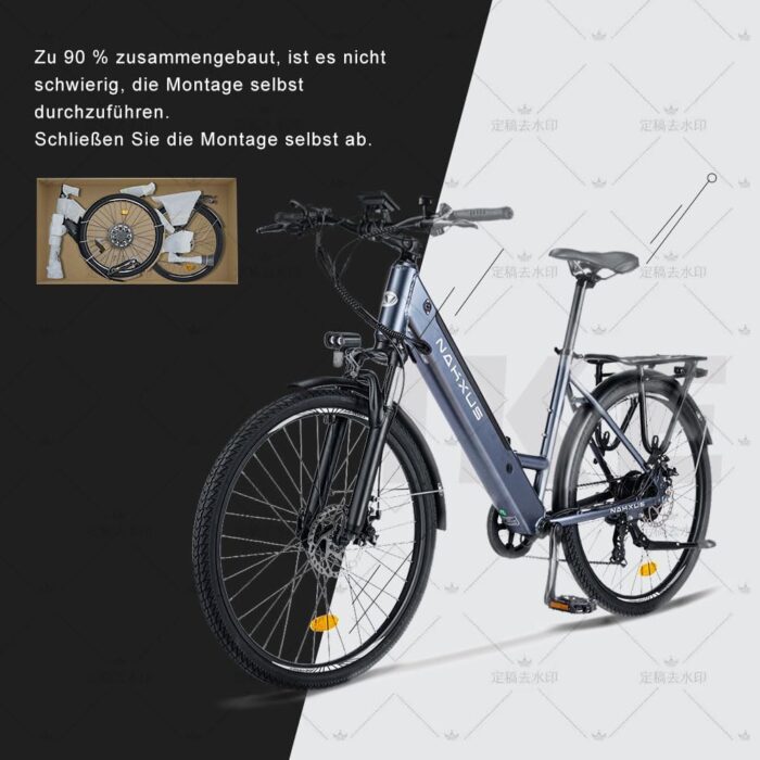 26M208 E-Bike, Elektrofahrrad 26'' Trekkingrad E-Cityrad mit 36V 13Ah Lithium-Akku für Lange Reichweite bis 100KM, 250W Motor, EU-konformes mit App