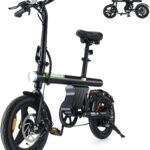 Finbike E Bike für Erwachsene, 7-Gang Elektrofahrräder mit Abnehmbar 7.8/13Ah Akku, 25 km/h,14/26 Zoll EBike für Herren Damen, Electric Bike mit Ablagen, Autolampen