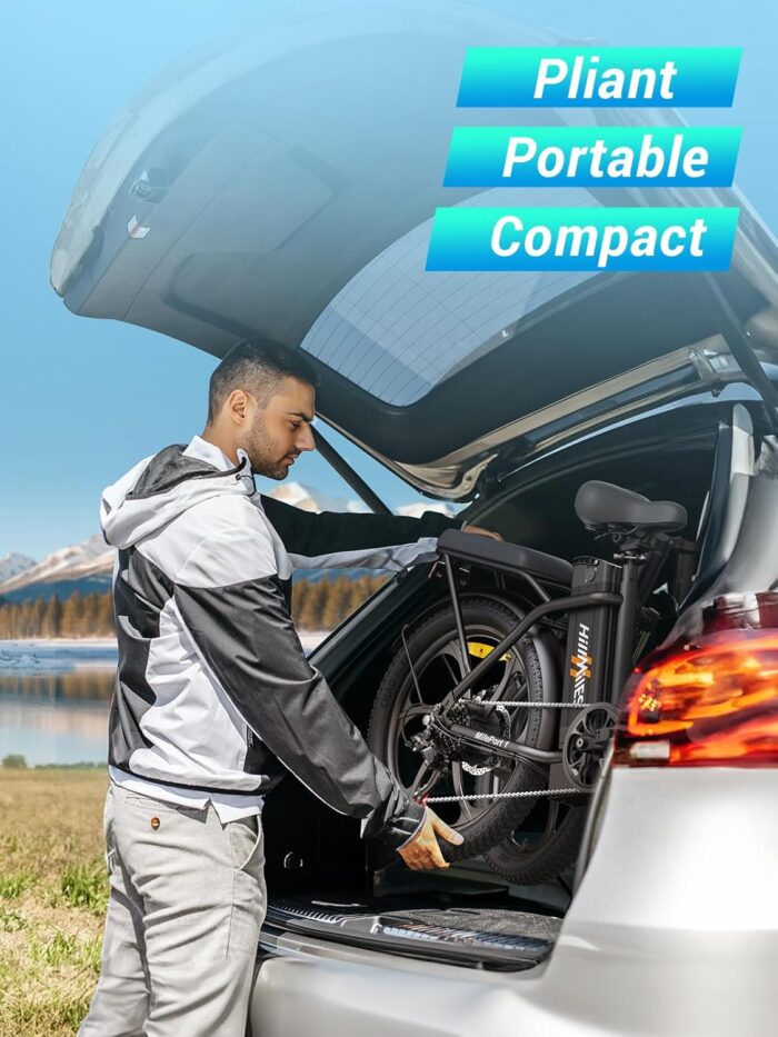 MilePort 1 Elektrofahrrad Für Erwachsene, 250W Klappbares Elektrofahrrad Mit 36V 13AH Abnehmbarem Akku, Geschwindigkeit 25KM/H und Reichweite 100KM, 20„* 3.0“ Fetter Reifen E-Bikes Für Stadtpendler