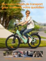 MileCity1 26" E-Bike für Erwachsene, 7 Gang Elektrofahrrad mit Austauschbarem 36V 13Ah Akku, 25 km/h und 80–100km Reichweite E-Bike für Städtische Pendler, IP65 Wasserdicht