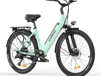 MileCity1 26" E-Bike für Erwachsene, 7 Gang Elektrofahrrad mit Austauschbarem 36V 13Ah Akku, 25 km/h und 80–100km Reichweite E-Bike für Städtische Pendler, IP65 Wasserdicht