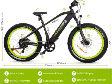 E-Bike Elektrofahrrad für Herren/Damen, 250W 25 km/h E-Mountainbike mit Batterie, Starker Motor, Kettenschaltung, Hydraulische Federgabel Pedelec
