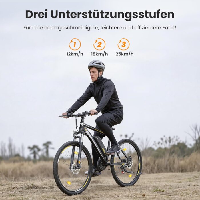 Touroll U1 E-Bikes, 26/29 Zoll E Bike Herren Damen mit Abnehmbarer 36V 13Ah Akku, 250W Motor MTB, E-Mountainbike mit 21 Gang, Elektrofahrrad Reichweite über 65KM, CST Off-Road-Reifen