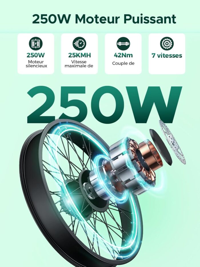 MileCity1 26" E-Bike für Erwachsene, 7 Gang Elektrofahrrad mit Austauschbarem 36V 13Ah Akku, 25 km/h und 80–100km Reichweite E-Bike für Städtische Pendler, IP65 Wasserdicht