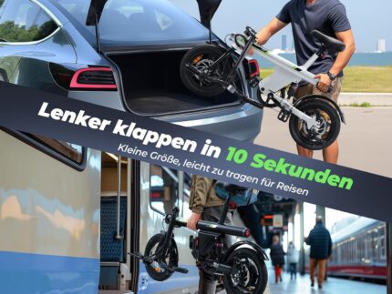 Finbike E Bike für Erwachsene, 7-Gang Elektrofahrräder mit Abnehmbar 7.8/13Ah Akku, 25 km/h,14/26 Zoll EBike für Herren Damen, Electric Bike mit Ablagen, Autolampen