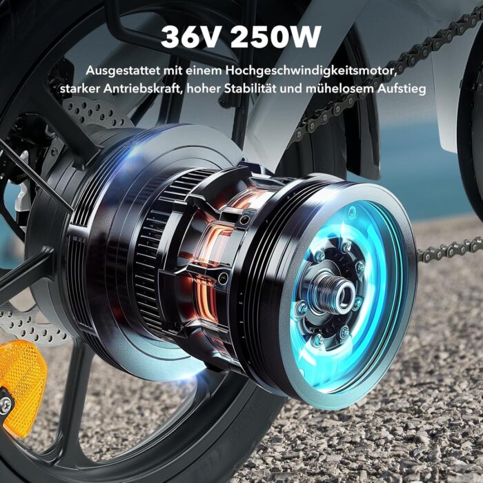 Finbike E Bike für Erwachsene, 7-Gang Elektrofahrräder mit Abnehmbar 7.8/13Ah Akku, 25 km/h,14/26 Zoll EBike für Herren Damen, Electric Bike mit Ablagen, Autolampen